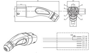 Elektroauto Ladekabel, Mode 3, Typ 2, 3-phasig